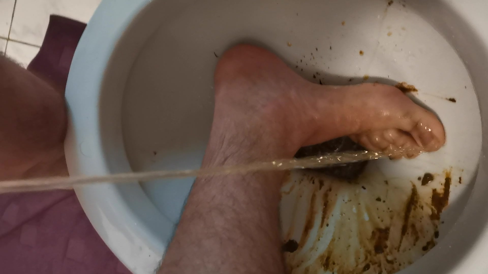 foot in the closet with shit and piss