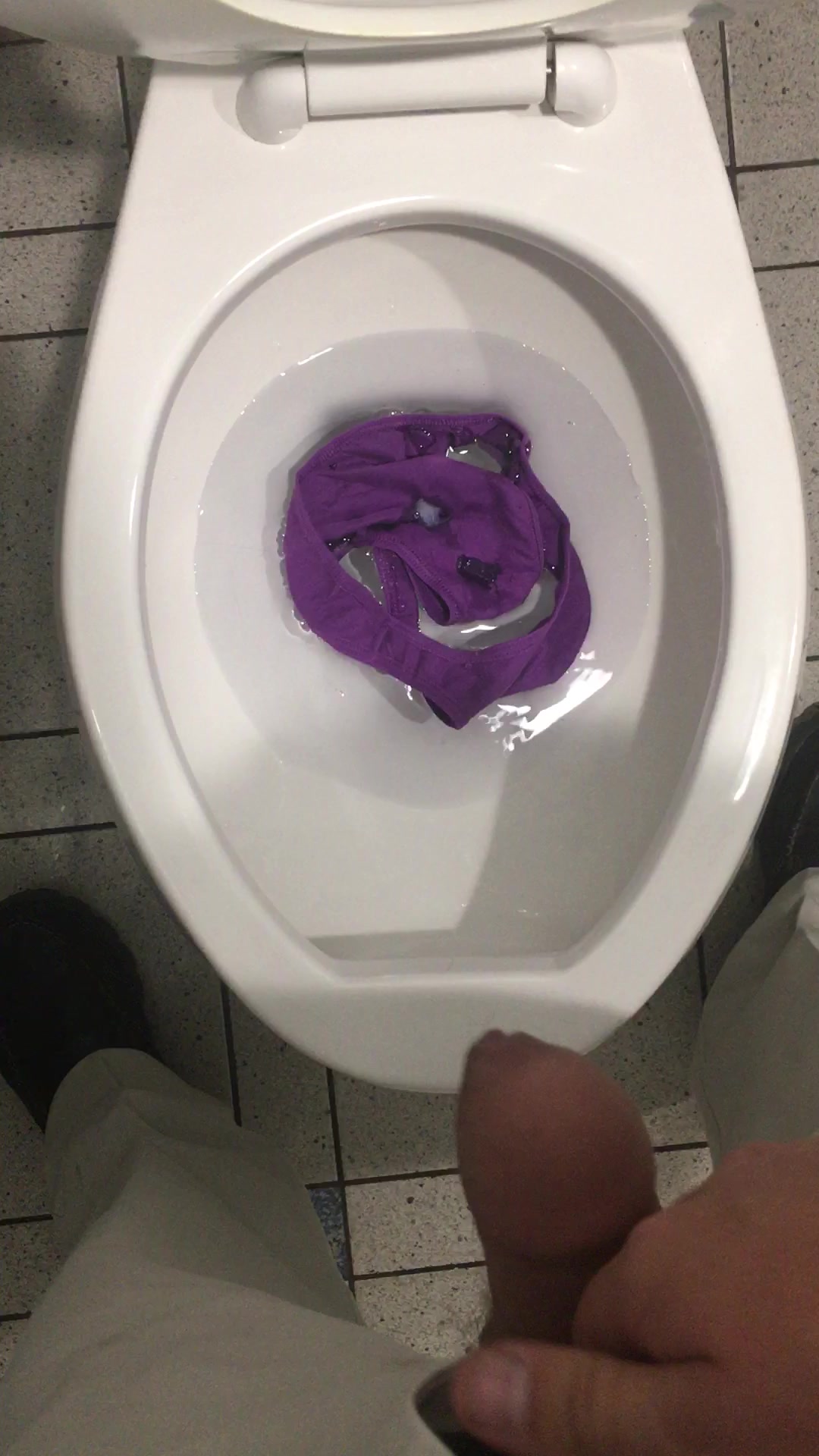 Cumming in panties then flushing them down the toilet