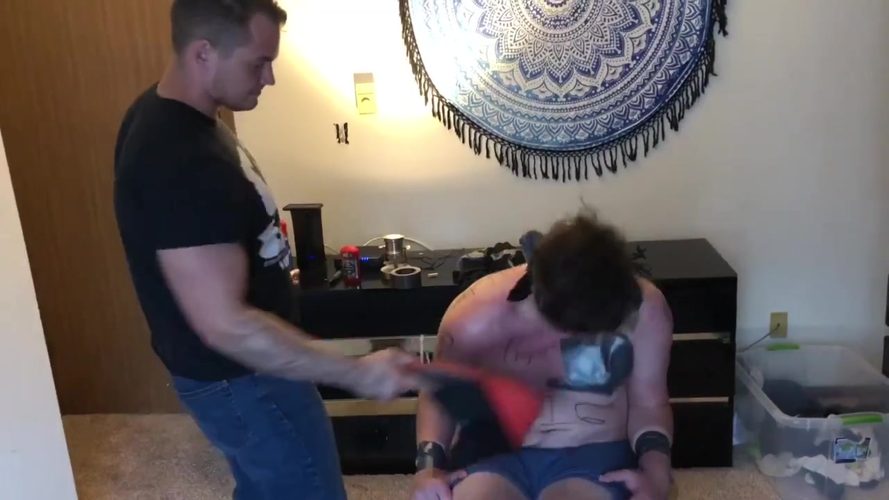 Hunky, Straight Dom Violently Beats dog with His Shoe until He Draws Blood