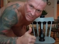 Closeted buttplug dad stretches hole to its limits