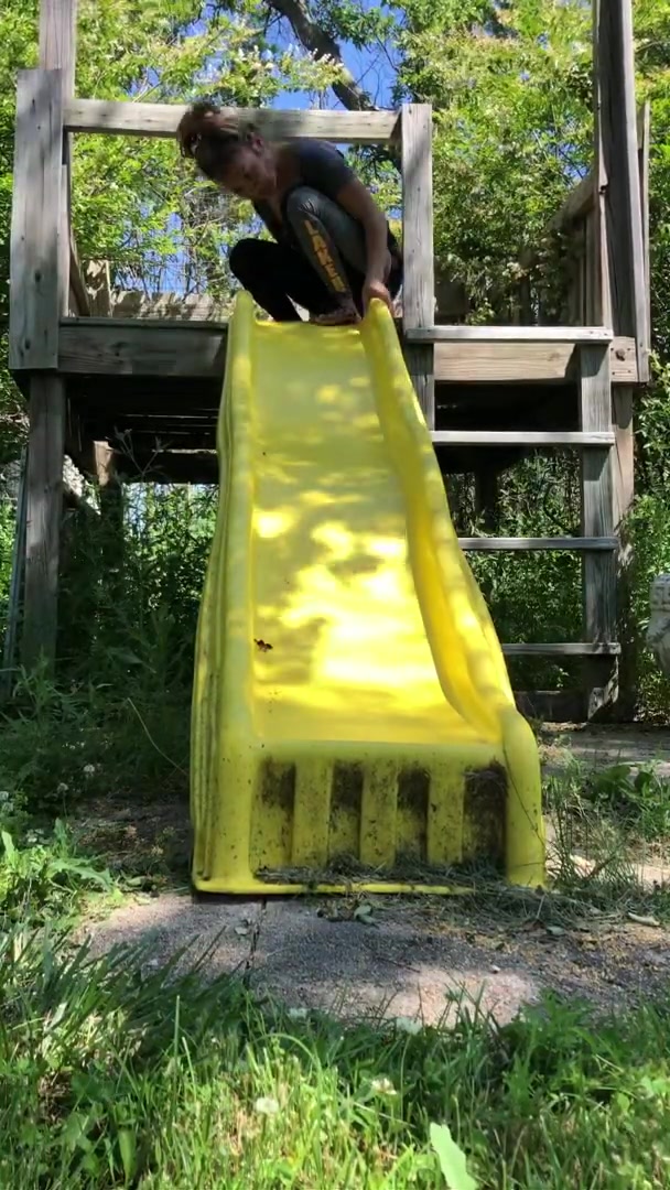 peeing down the slide