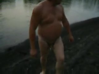 Fat daddy skinny dipping