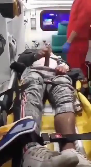 WF: Man jacking off emt stretcher