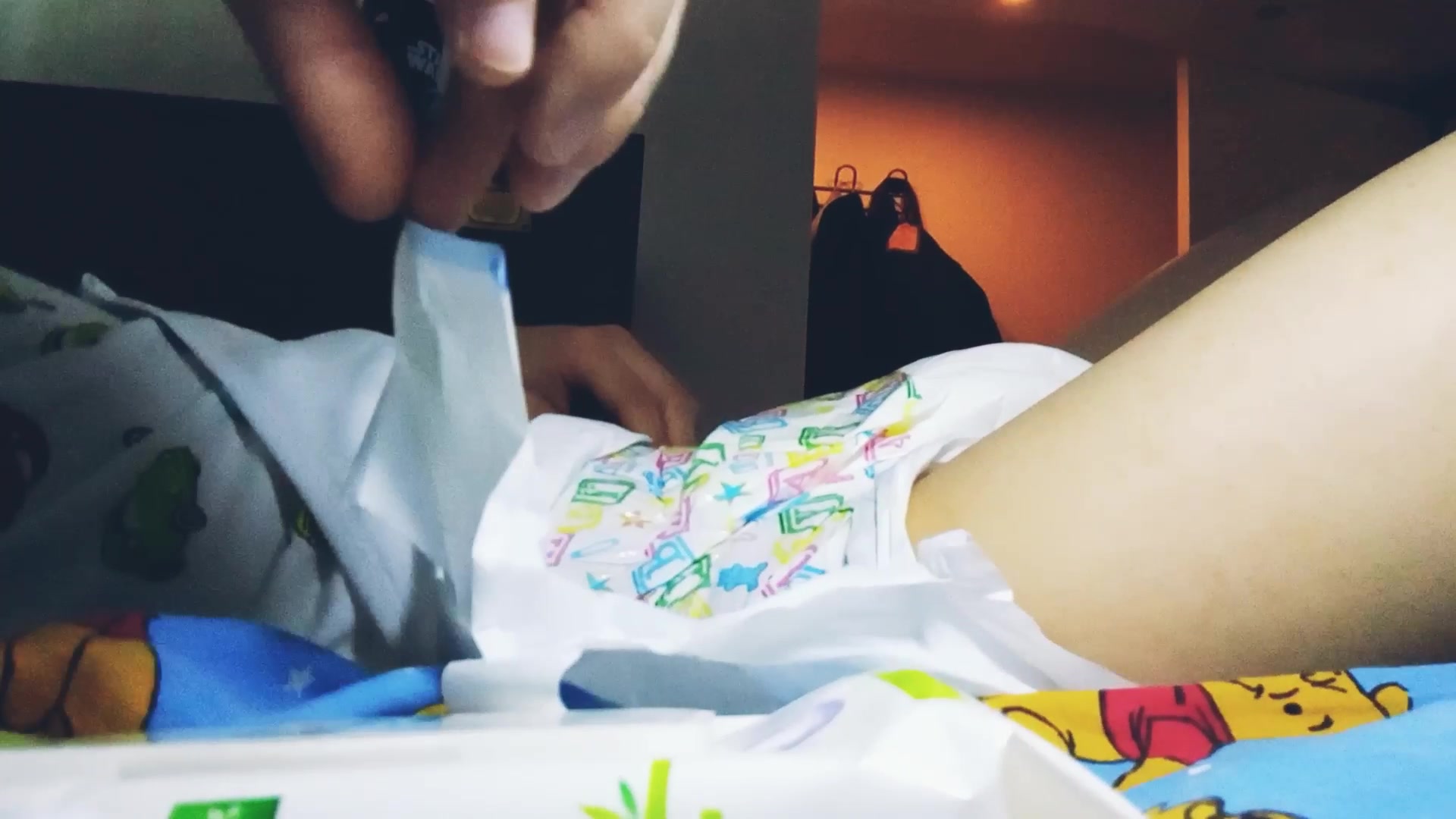 Opening poopy diaper