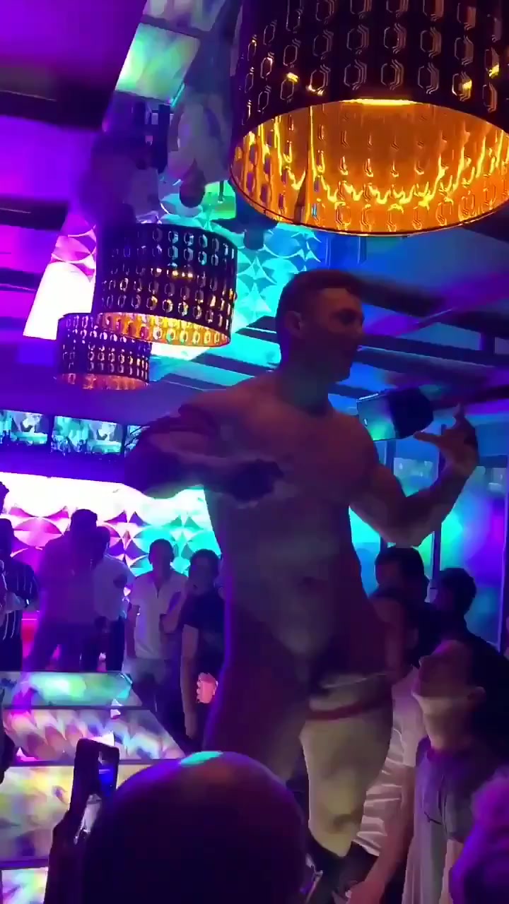 stripper dancing with his hard cock at Club