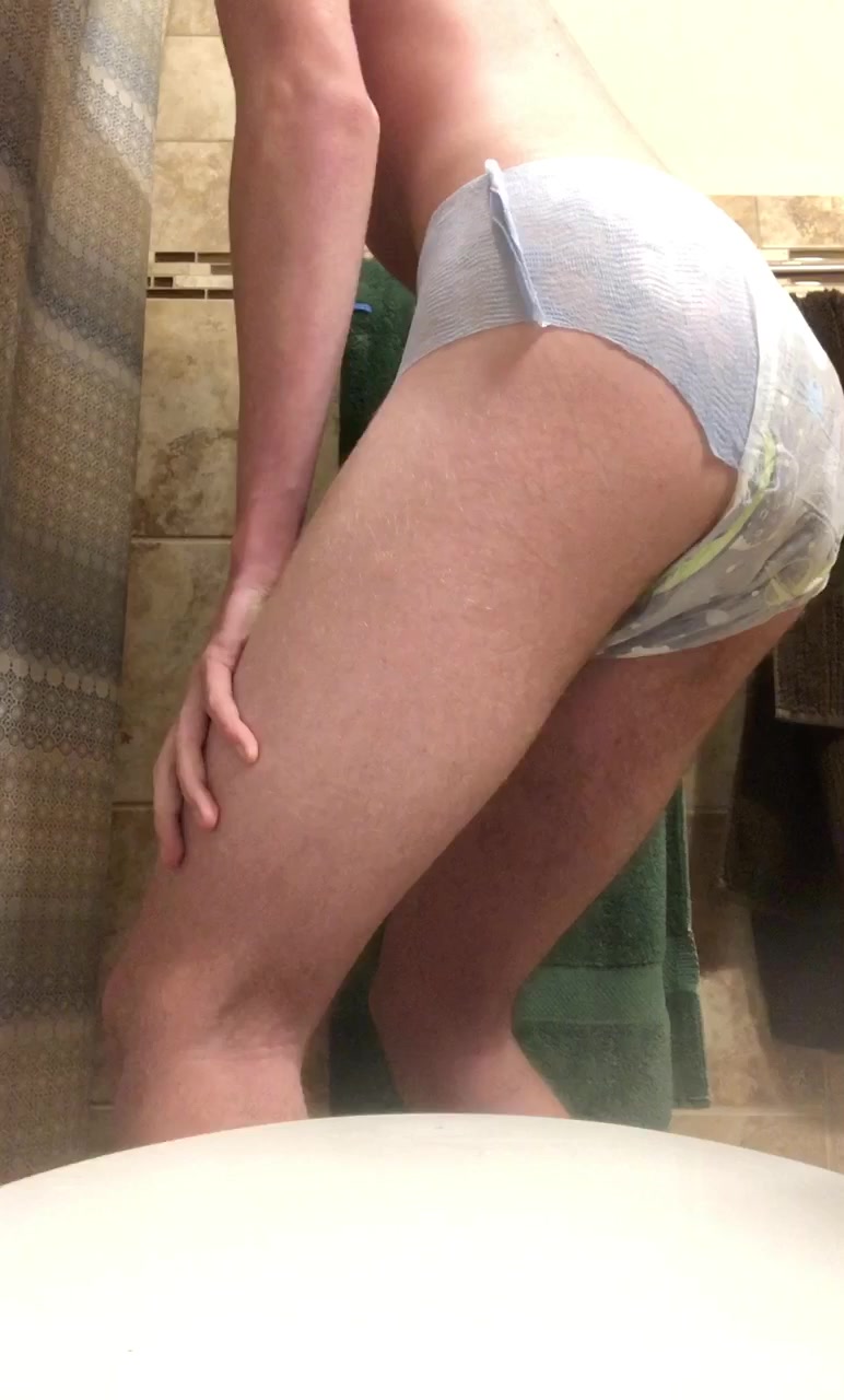 Twink messes wet pull-up diaper