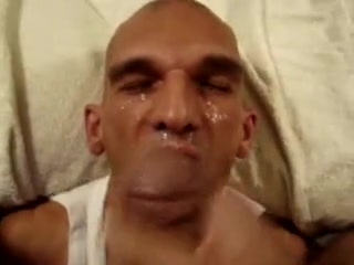 Skinhead plastered with huge facial
