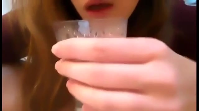 girl drinking her piss