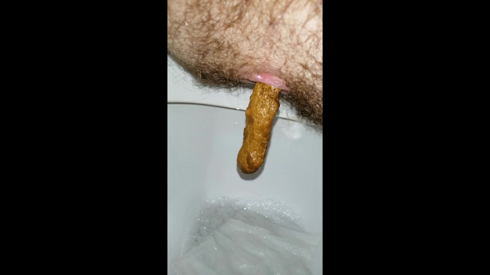 Pooping in toilet + poop in hand
