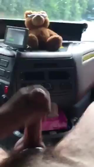 Trucker pig takes a jerkoff break