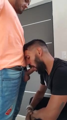 Helping horny friend sucking his dick
