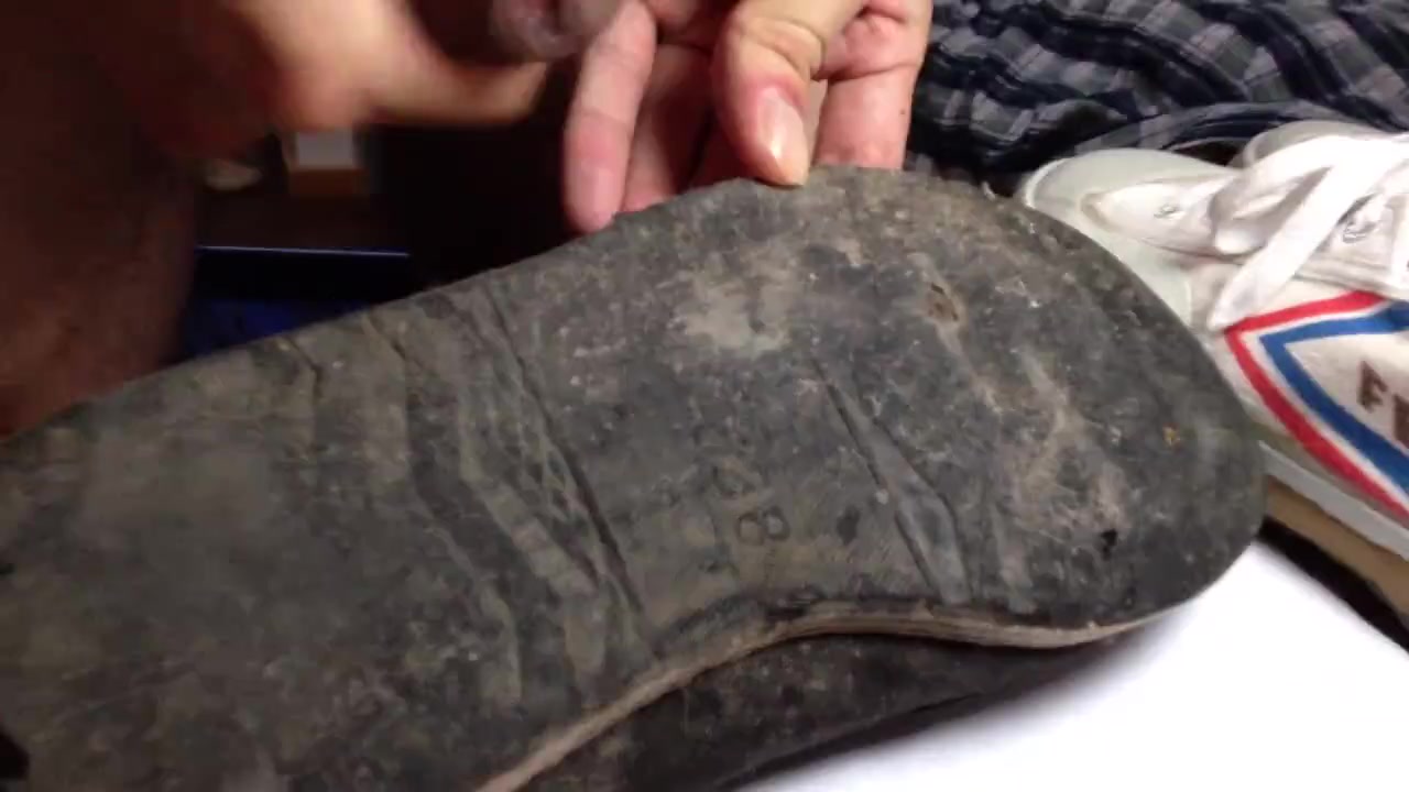 Chinese Guy Cums  Heavey On   Old Chinese Style Shoe