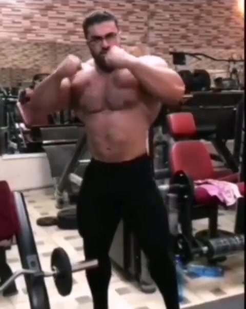 Giant beautiful bodybuilder posing
