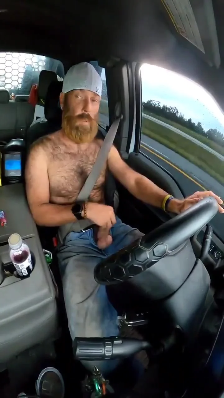 Redneck Trucker Jerking And Driving