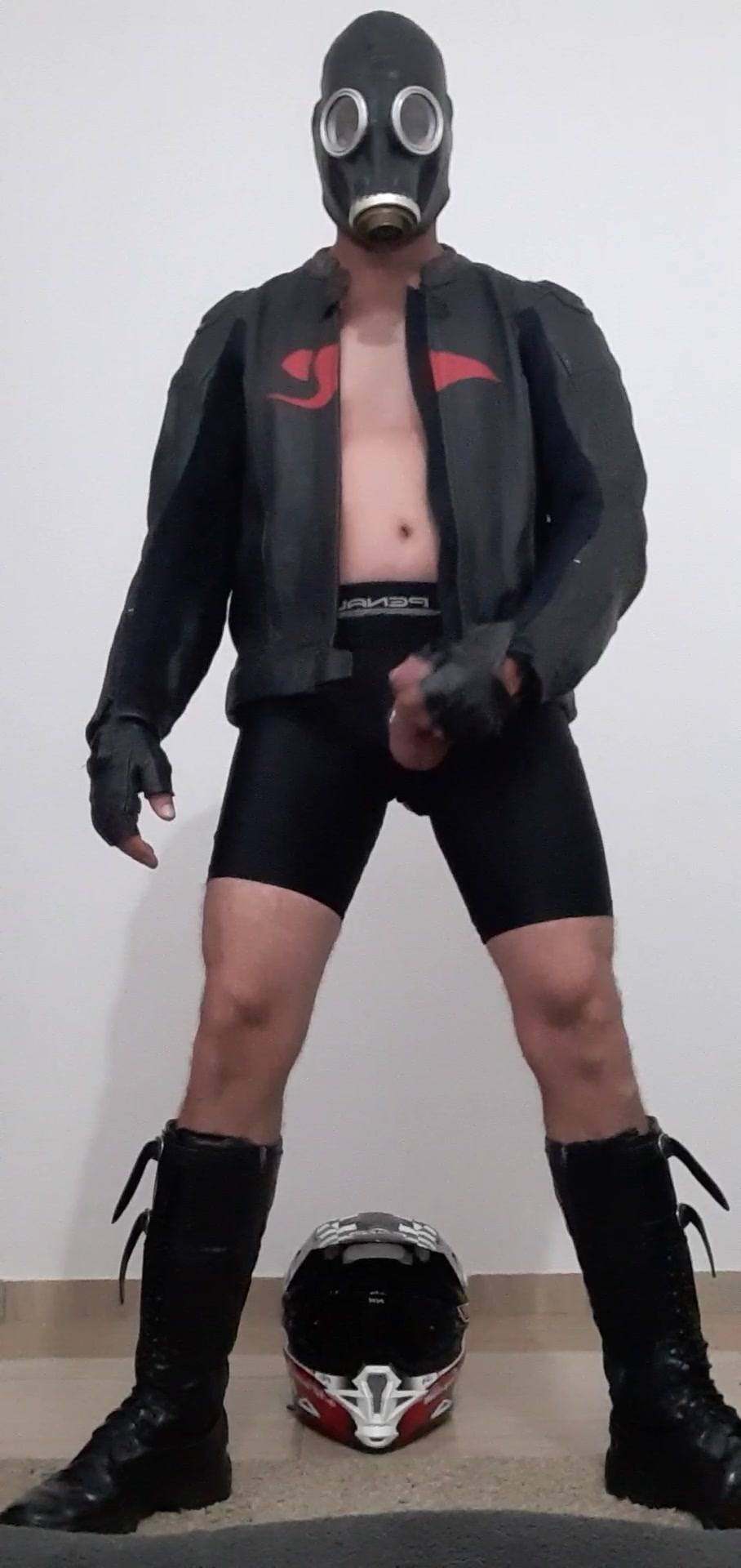 Cyclist and leather gear