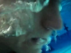 Underwater barefaced cutie nearly drowns