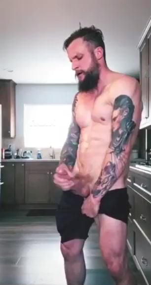 Cumming in the kitchen