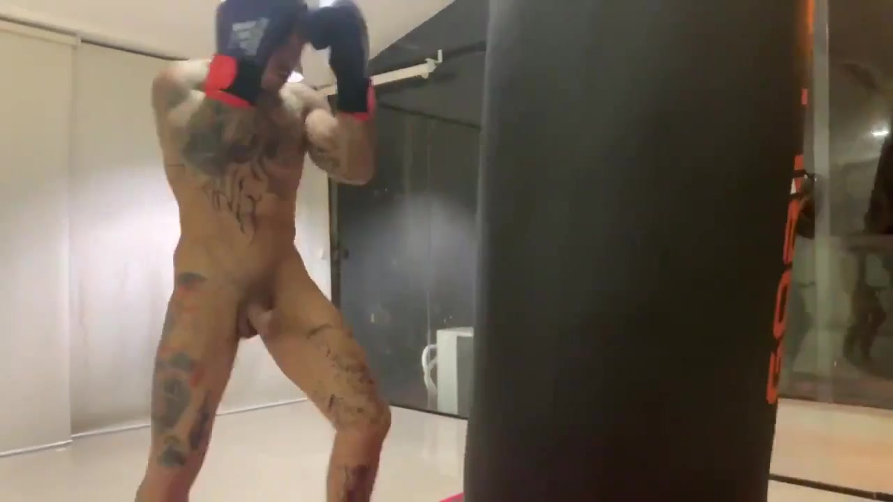 MMA fighter nude training. 