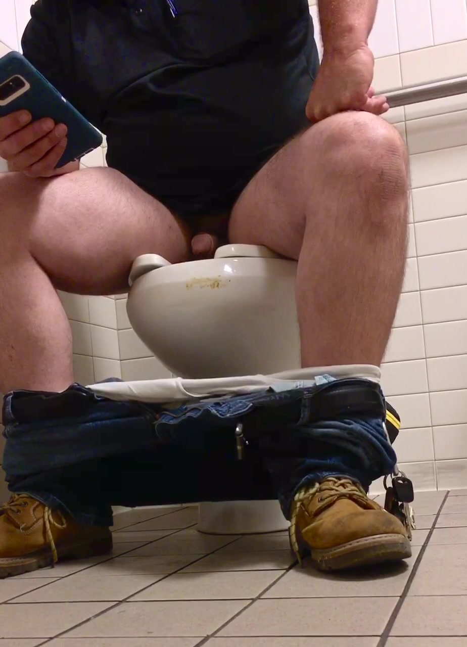 White dad on toilet