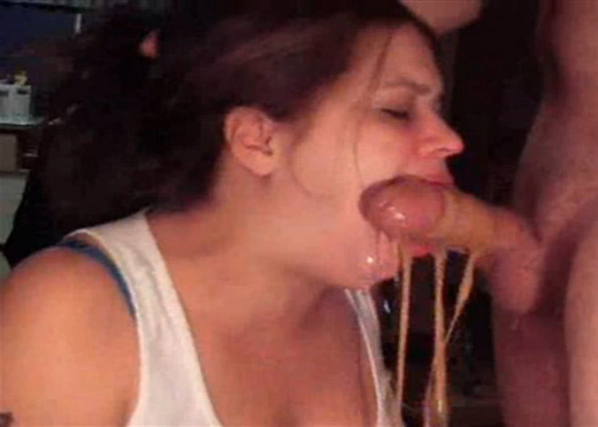 Slow motion deepthroat BJ with vomiting