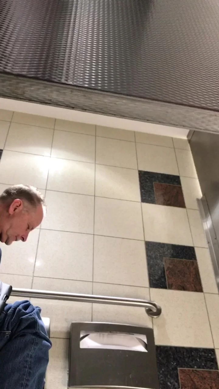Spy Older Man in Public Toilet