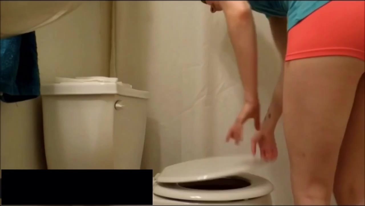 school girl poops on toilet