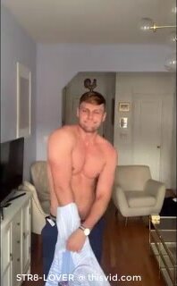 sexy muscled guy stripping and dancing