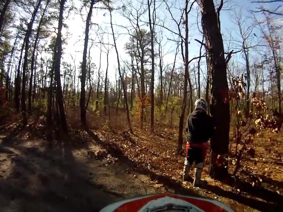 Piss in the forest with motorbike