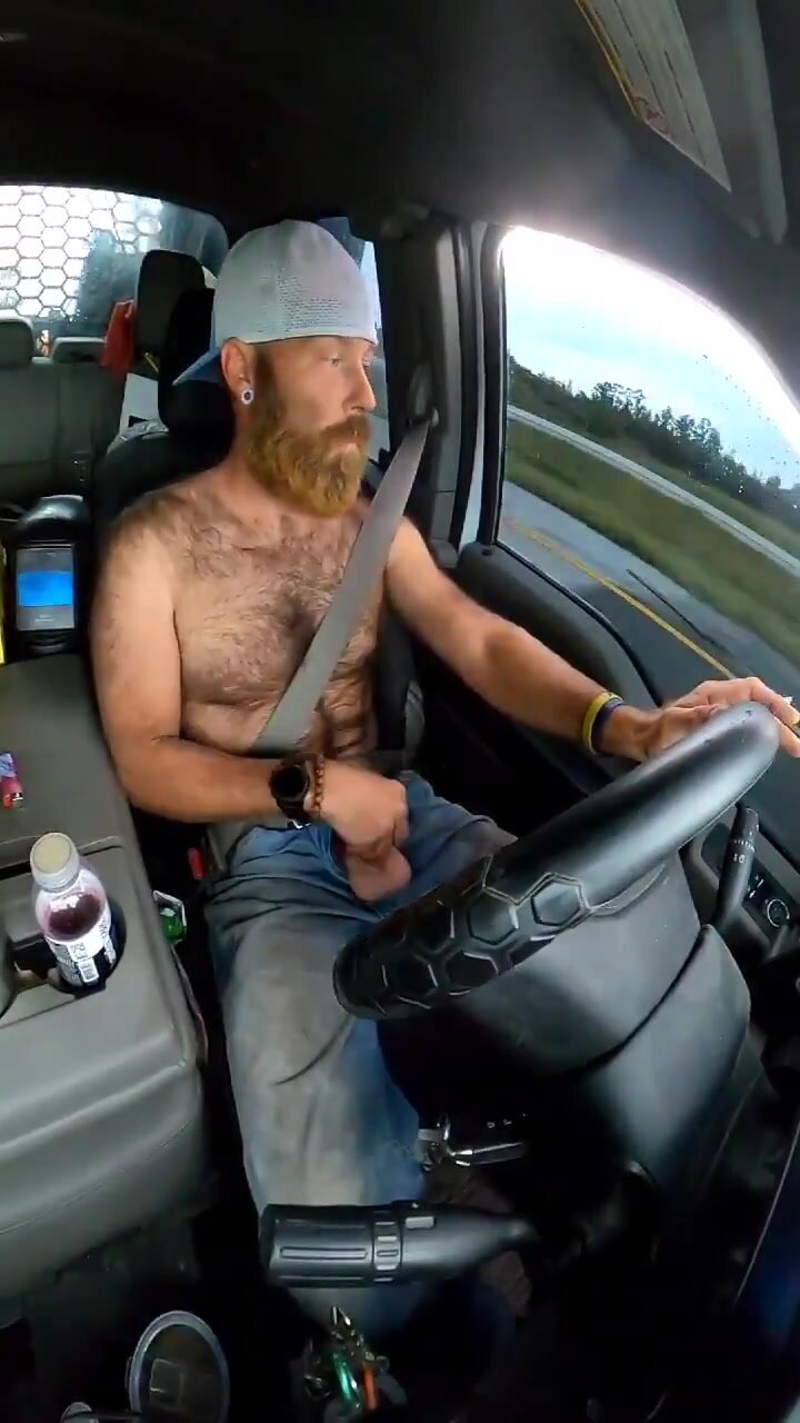 bearded redneck driving while jerking