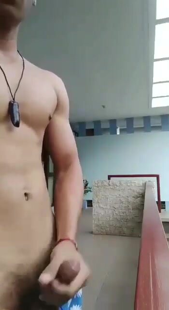 indian boy  moaning and wanking on the balcony