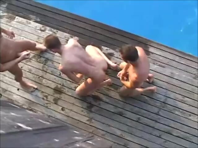 Boys getting horny at the pool