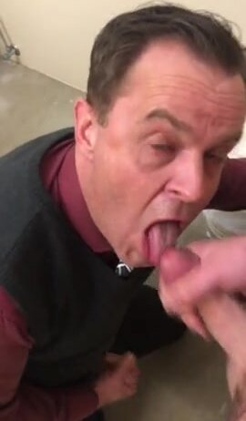 Cum slut gets load in dirty bathroom