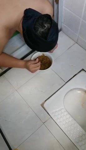 man on knees and eat shit