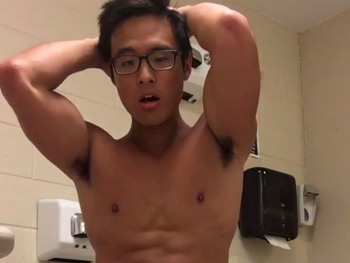 Asian college jock jerks in dorm showers