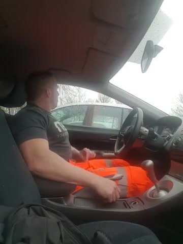 Stud cumming in the parking lot