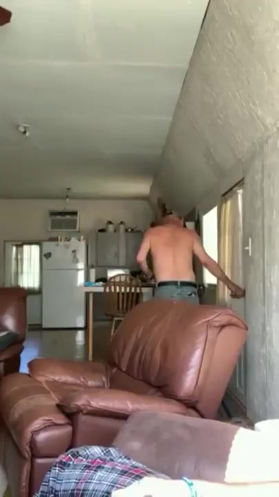 Dad doesn't notice him in the corner jerking off