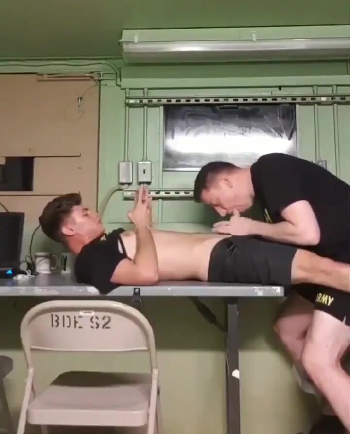 Horny soldiers sucking in the barracks