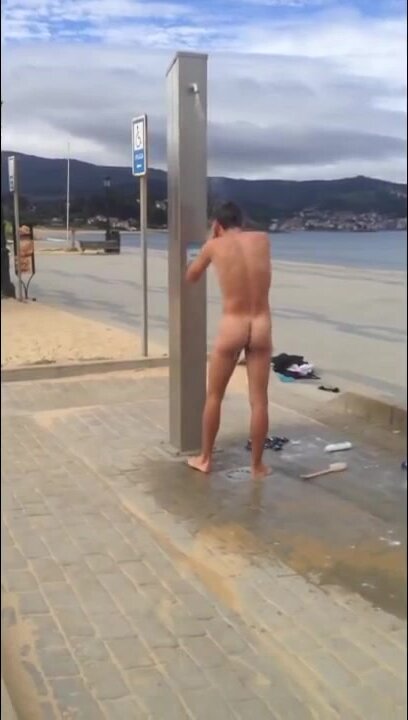 19yo boy showering at public beach