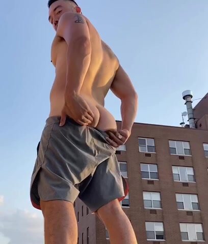 touching ass on a roof