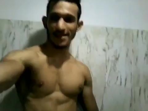 hot guy flexes and shows cock