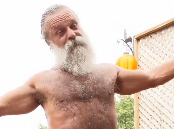 Hairy bearded dad loves being naked outside
