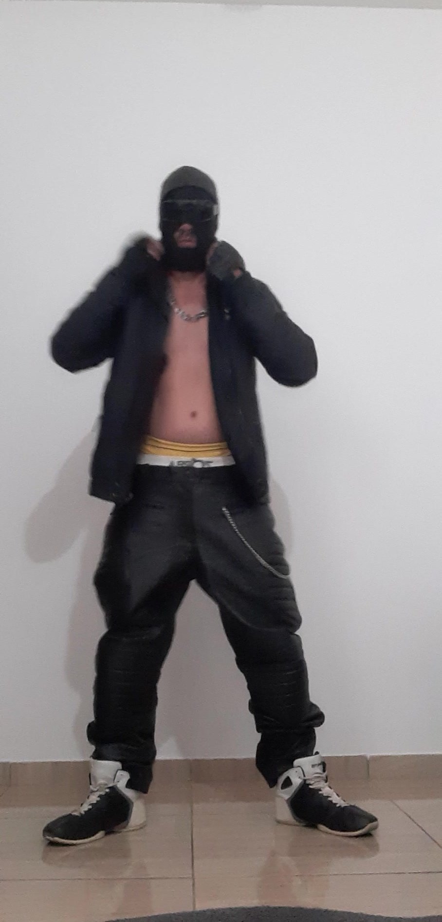 Leather saggers boy and smoking - video 2