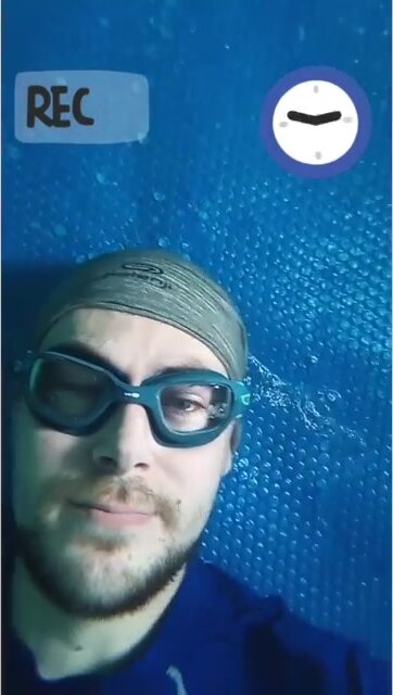 Underwater breathold with goggles in pool
