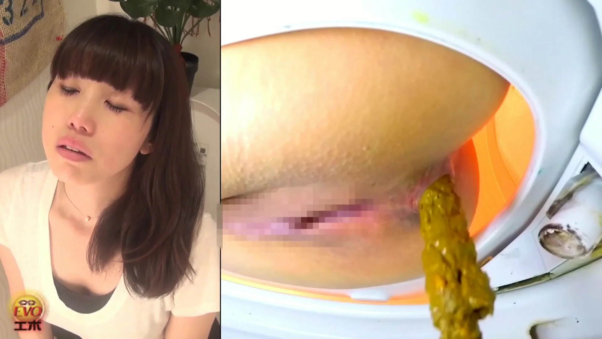 スカトロ　パイパン ピンク色のパイパンまんこがエロい…美女が黄土色のうんこを出血しながら排泄するスカトロ動画