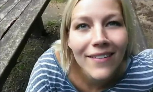 Blonde BJ and cum in her mouth in the park