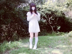 Japanese crossdresser ejaculates with scat outdoors.