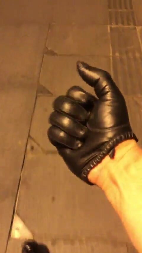 On the hunt in leather gloves