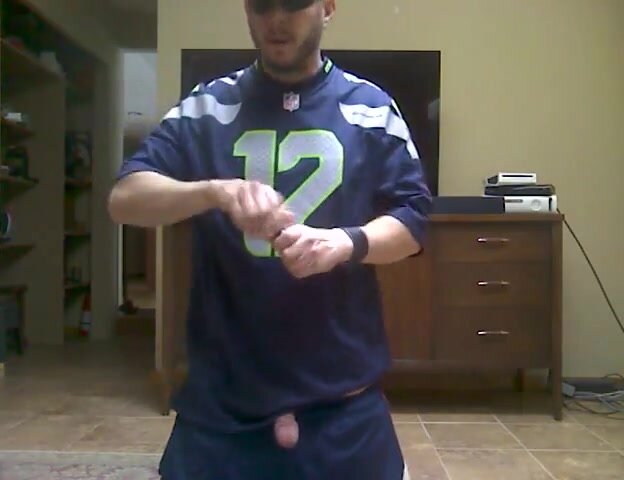 Hot Dude Poppered Up In His Football Jersey