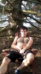 Dude gets horny and cums outside