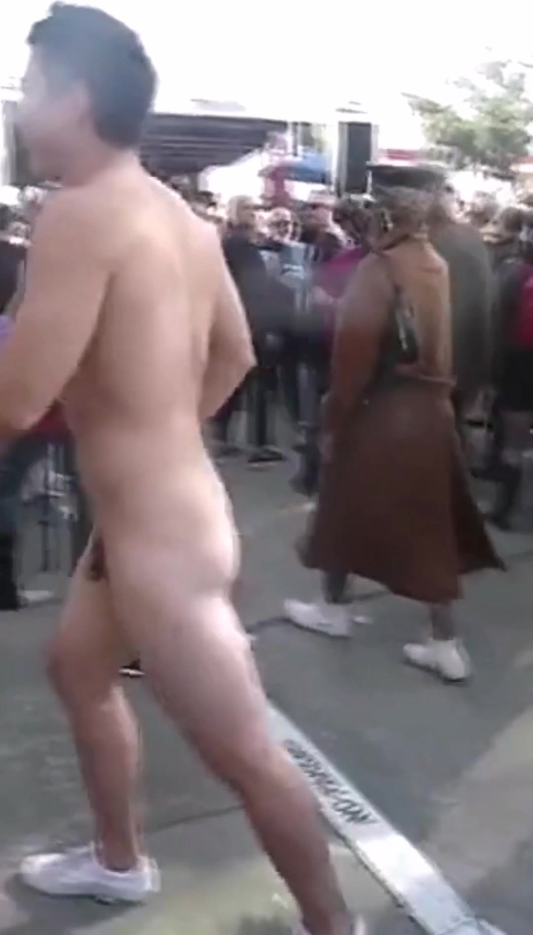 Hot young guy naked in public